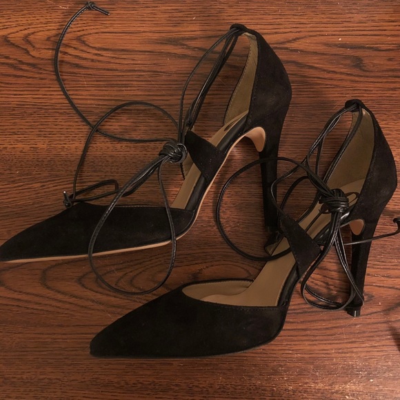 Black Lace-up Stiletto Heels - Picture 3 of 7